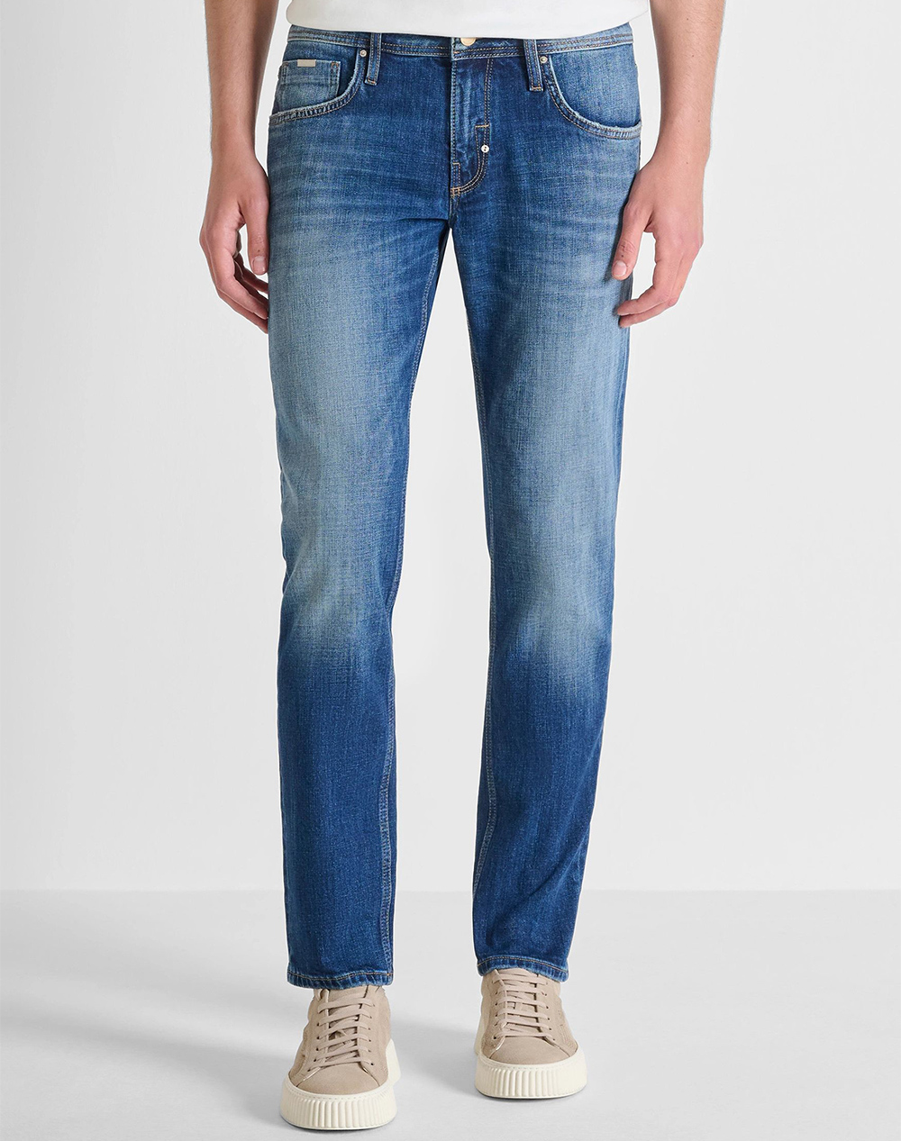 ANTONY MORATO MMDT00282FA750639 MIN OF 8 JEANS KURT COMFORT TAPERED FIT IN AUTHENTIC BLUE DENIM MENS TROUSERS