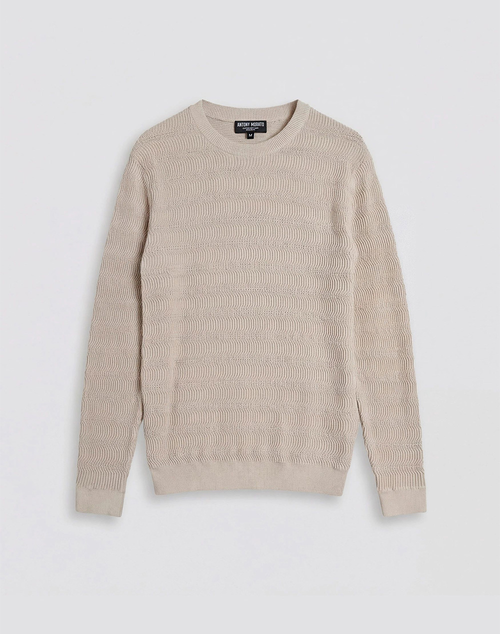 ANTONY MORATO PRE MMSW01578YA100071 SWEATER REGULAR FIT IN COMBED COTTON FINE YARN 3D JACQUARD KNITSTITCH МЪЖКИ ПУЛОВЕР