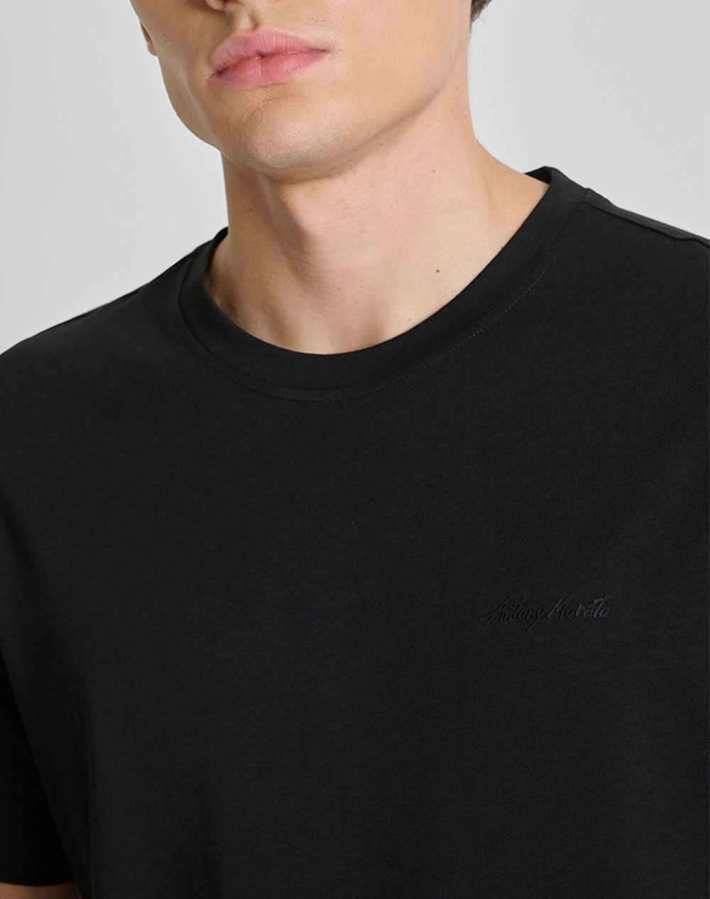 ANTONY MORATO MMKS02662FA100231 MIN OF 6 T-SHIRT REGULAR FIT IN COTTON VISCOSE BLEND FABRIC WITH RUBBER INJECTION LOGO PRINT МЪЖКА БЛУЗА