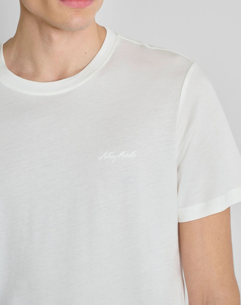 ANTONY MORATO MMKS02662FA100231 MIN OF 6 T-SHIRT REGULAR FIT IN COTTON VISCOSE BLEND FABRIC WITH RUBBER INJECTION LOGO PRINT МЪЖКА БЛУЗА