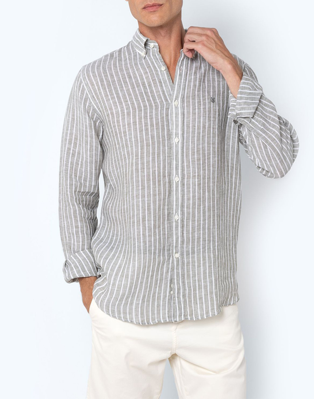 THE BOSTONIANS SHIRT ACORN LINENREGULAR FIT Stripe LINEN Button-down Regular Fit