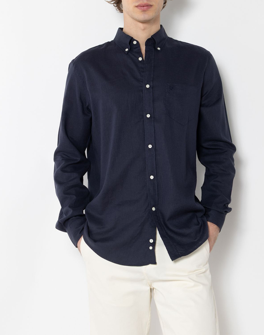 THE BOSTONIANS РИЗА REGULAR FIT Plain LINEN Button-down Regular Fit