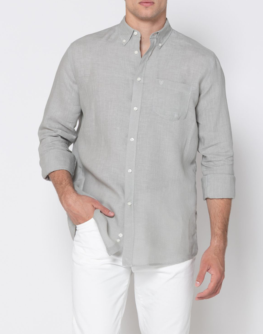 THE BOSTONIANS РИЗА REGULAR FIT Plain LINEN Button-down Regular Fit