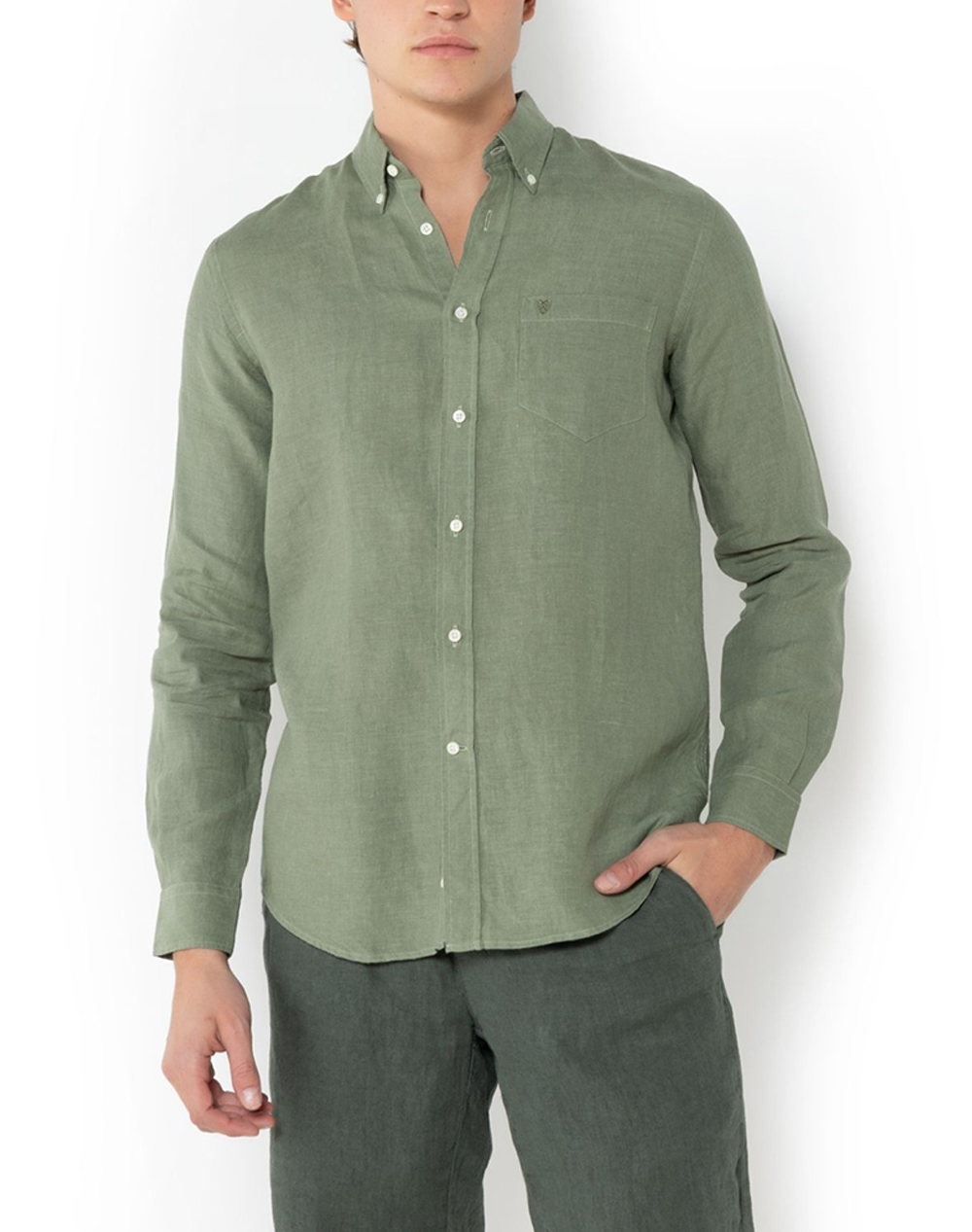 THE BOSTONIANS РИЗА REGULAR FIT Plain LINEN Button-down Regular Fit