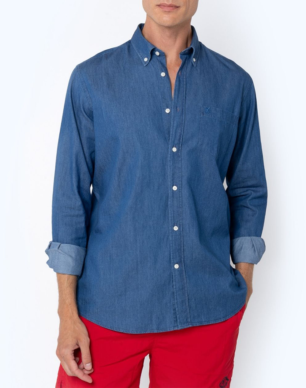 THE BOSTONIANS SHIRT DENIM REGULAR FIT Plain DENIM Button-down Regular Fit