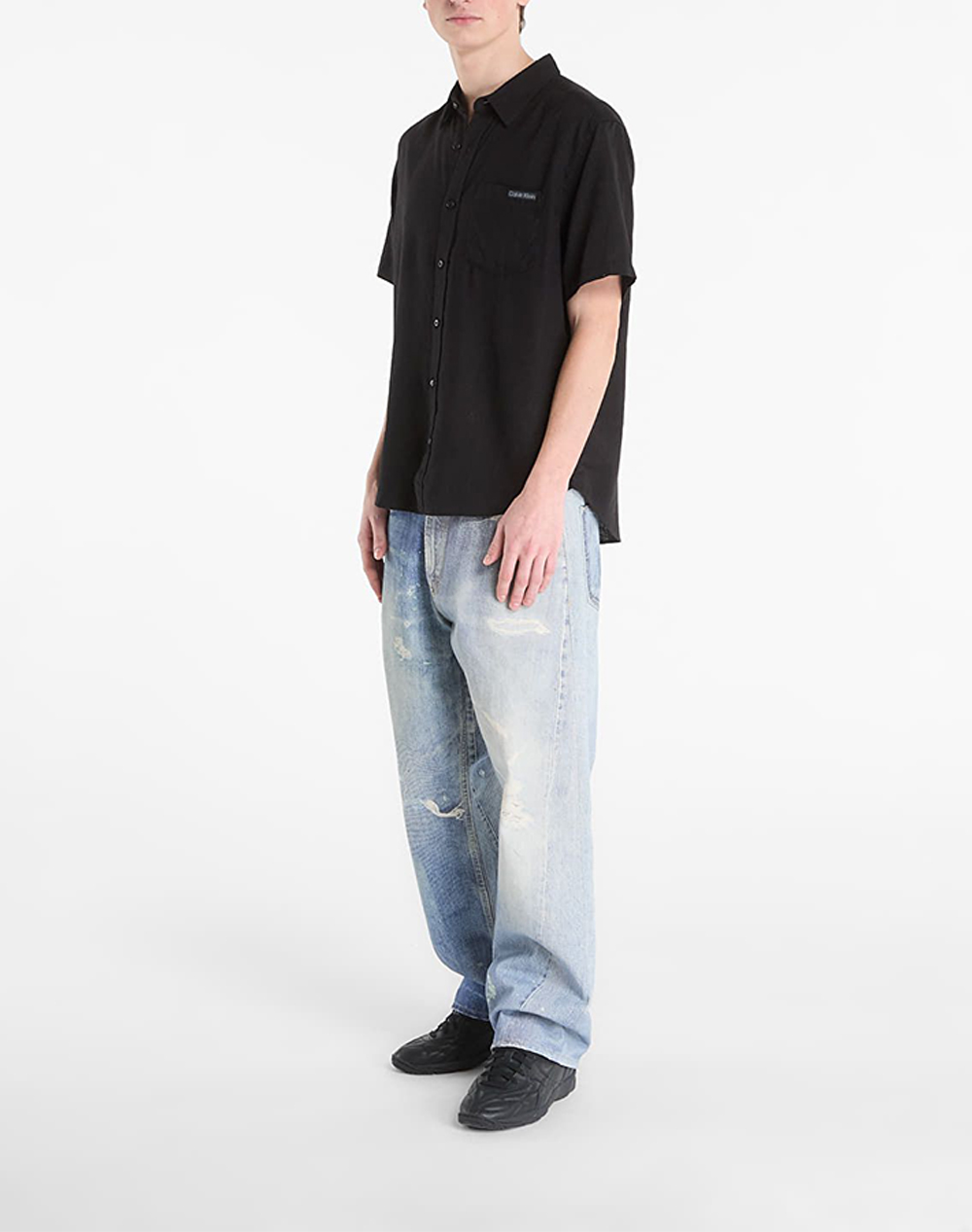 CALVIN KLEIN JEANS SS SOLID CAUSAL LINEN CLASSIC SH