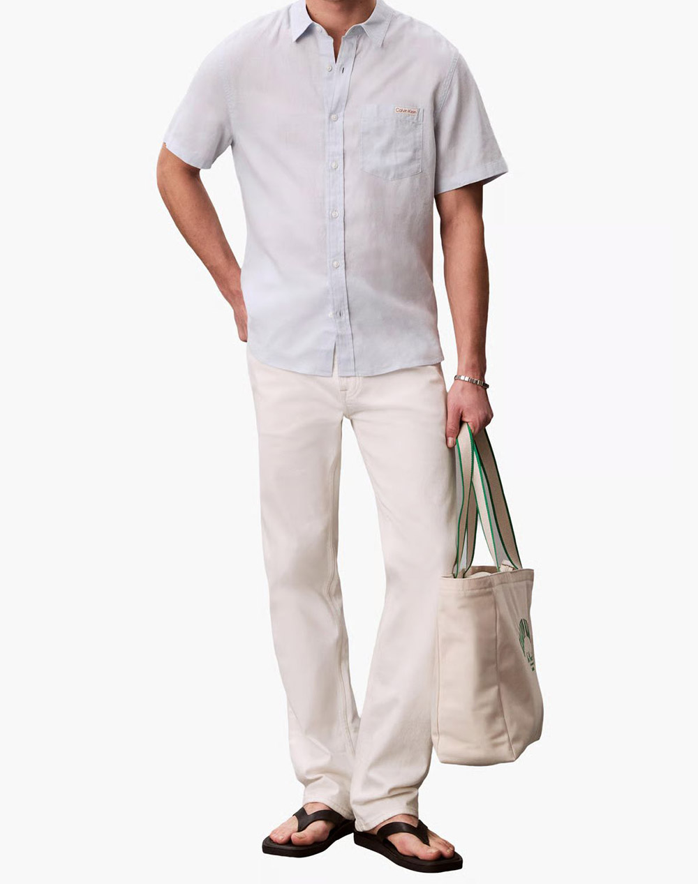 CALVIN KLEIN JEANS SS SOLID CAUSAL LINEN CLASSIC SH