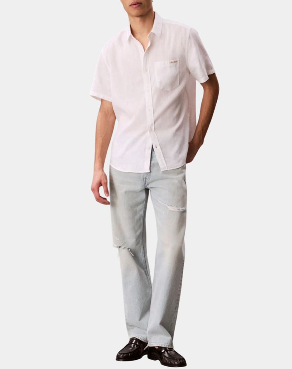 CALVIN KLEIN JEANS SS SOLID CAUSAL LINEN CLASSIC SH