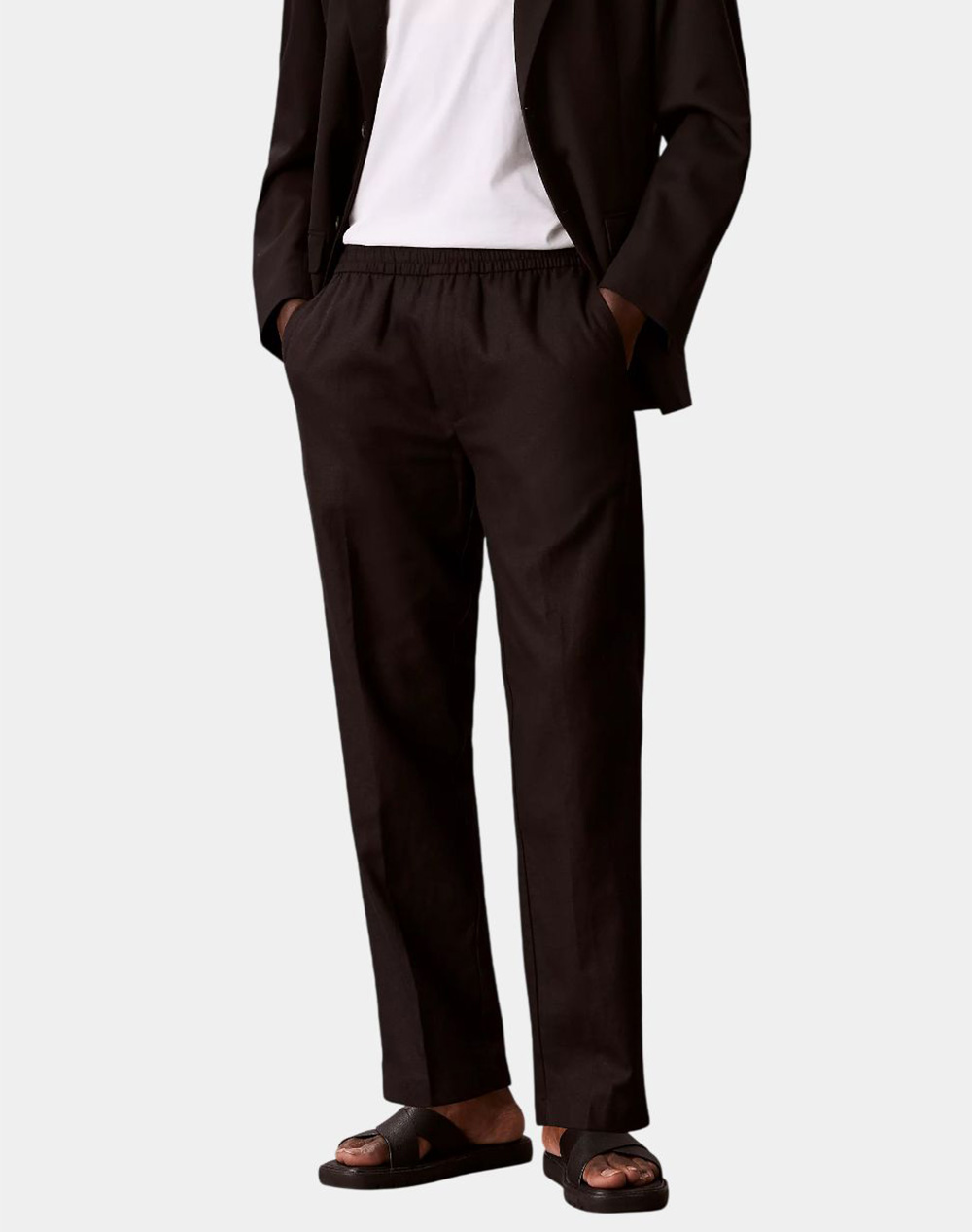 CALVIN KLEIN STRAIGHT LINEN PULL ON PANT