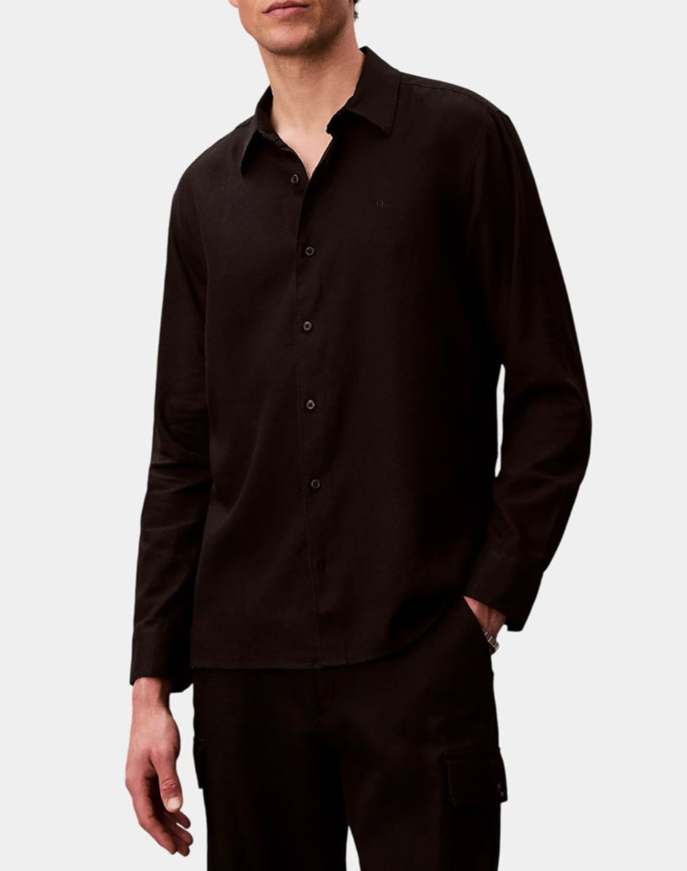 CALVIN KLEIN LS SOLID LINEN CLASSIC SHIRT