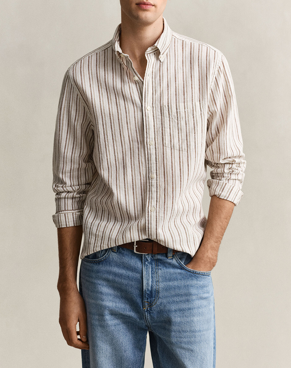 GANT РИЗА ΜΜ REG COTTON LINEN STRIPE SHIRT