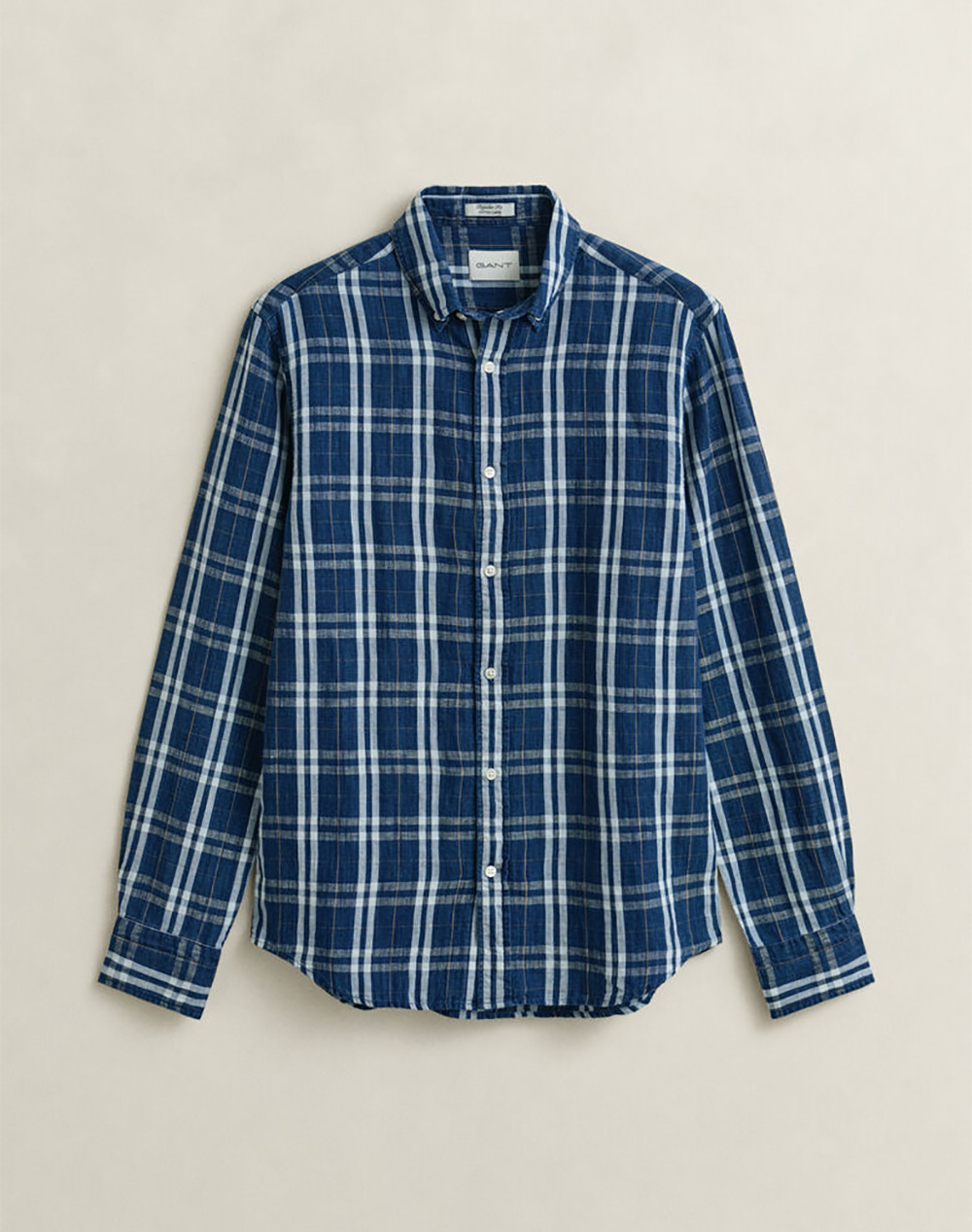 GANT РИЗА ММ REG COTTON LINEN INDIGO CHK SHIRT REG COTTON LINEN INDIGO CHK SHIRT