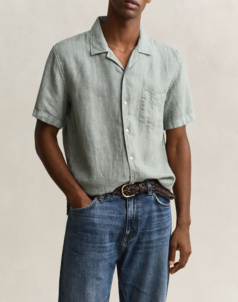 GANT РИЗА KM REG GMNT DYED LINEN SS CAMP SHIRT