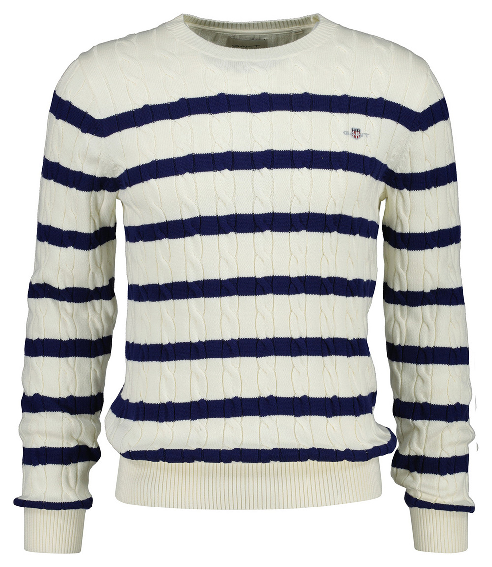 GANT ПУЛОВЕР ΜΜ STRIPED COTTON CABLE C-NECK