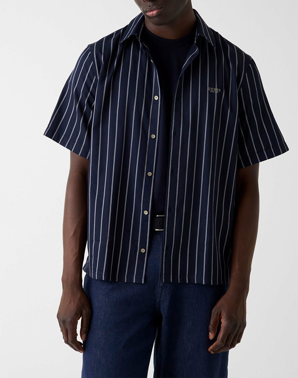 GUESS SS YARN DYED CRINKLE SHIRT MENS SHIRT