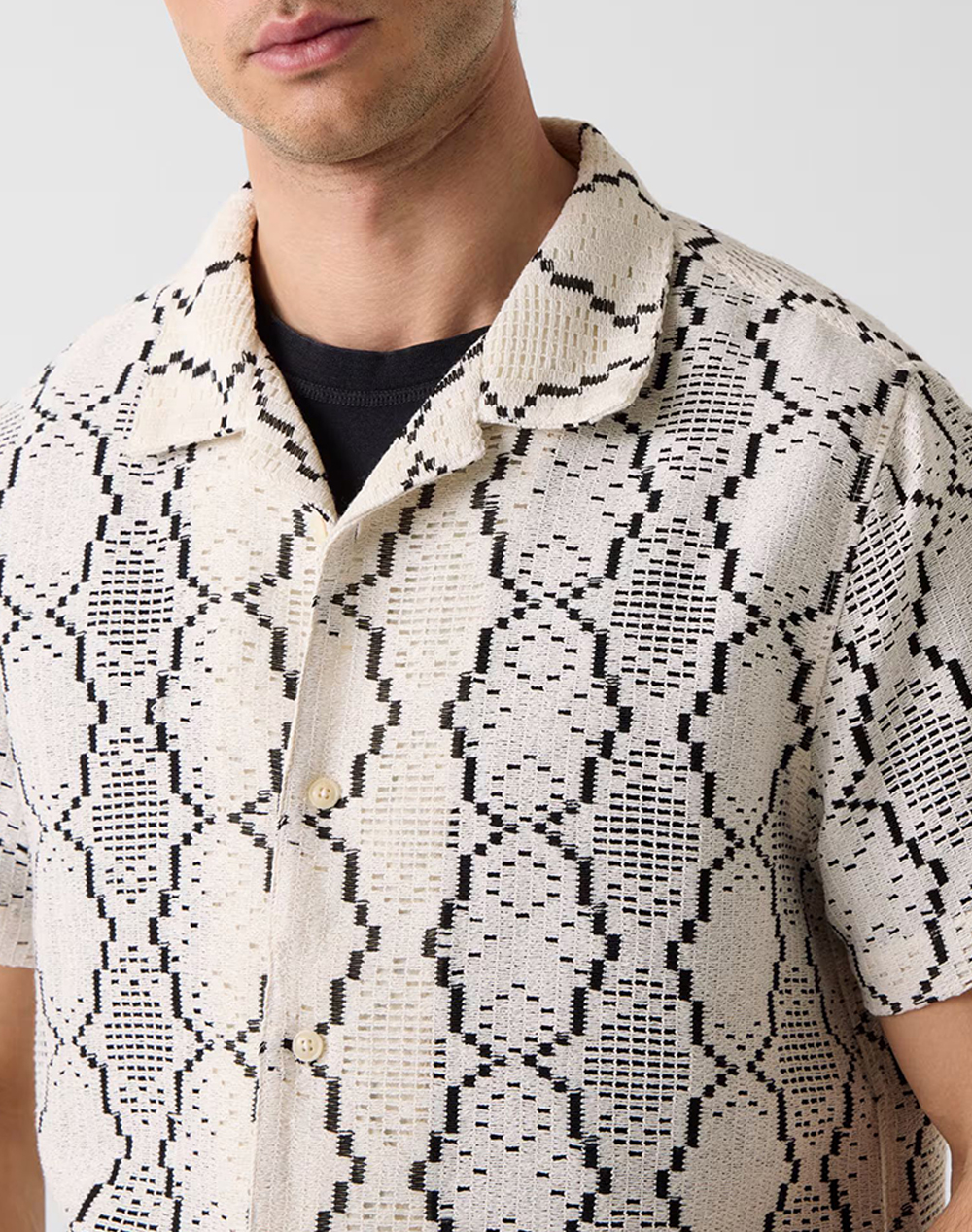GUESS CARTER GEO CROCHET RESORT SS S MENS SHIRT