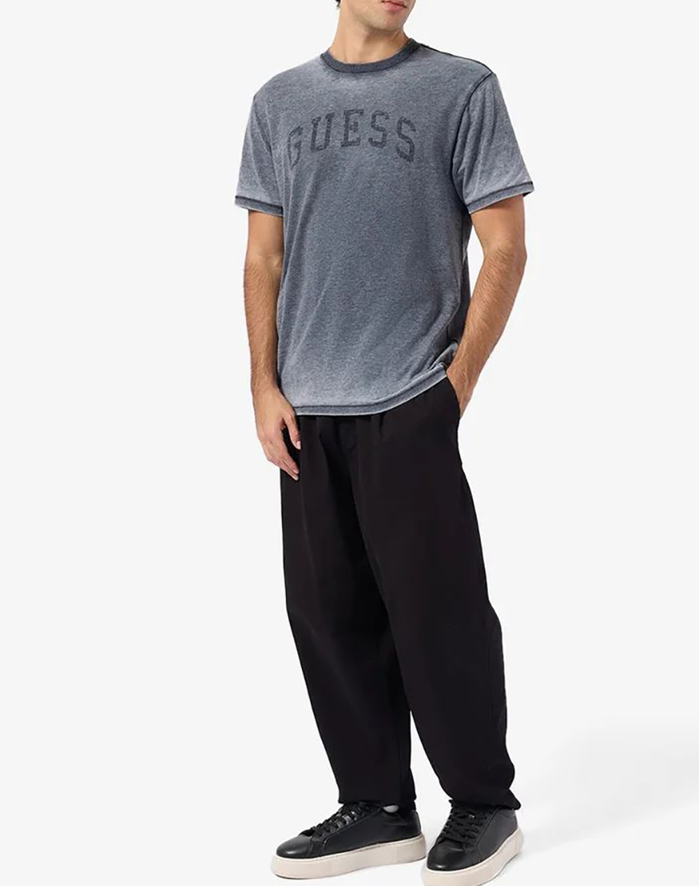 GUESS SS BSC MARINE LOGO TEE MENS BLOUSE