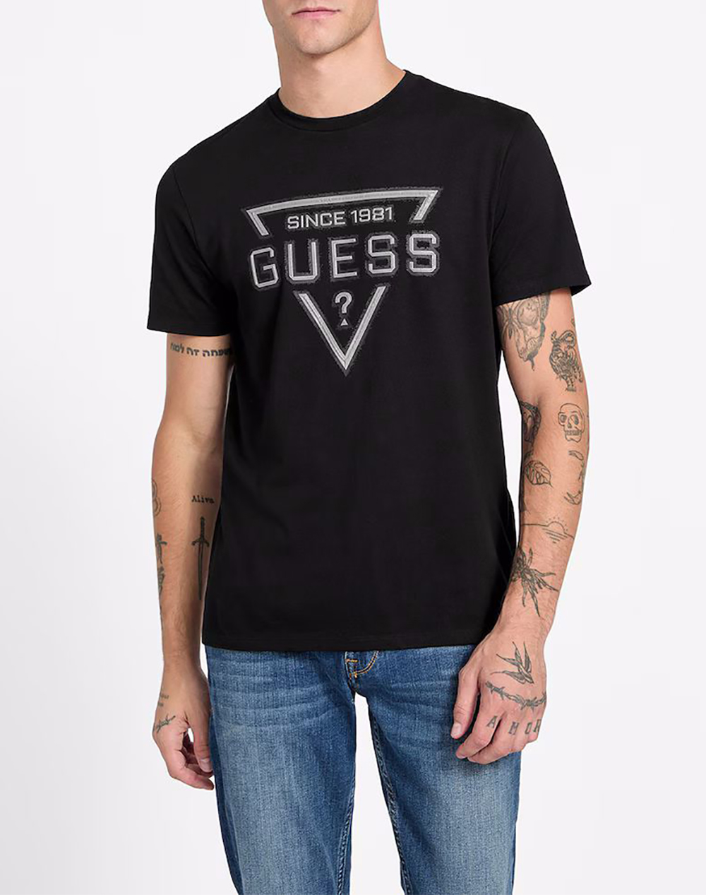 Guess ss bsc painted triangle tee мъжка тениска male t-shirt черно