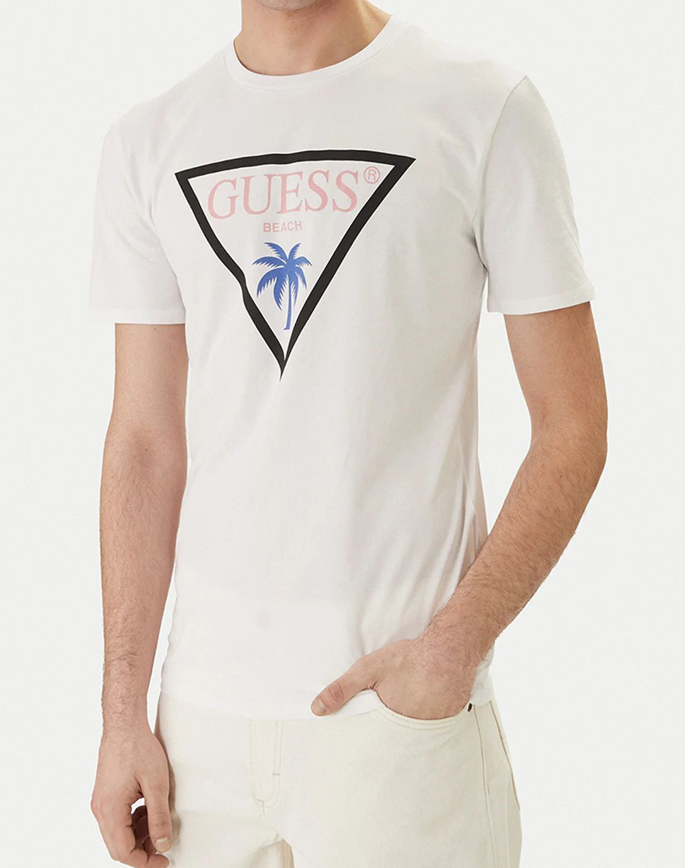 GUESS SS CN NEW TRIANGLE PALM TEEMENS BLOUSE
