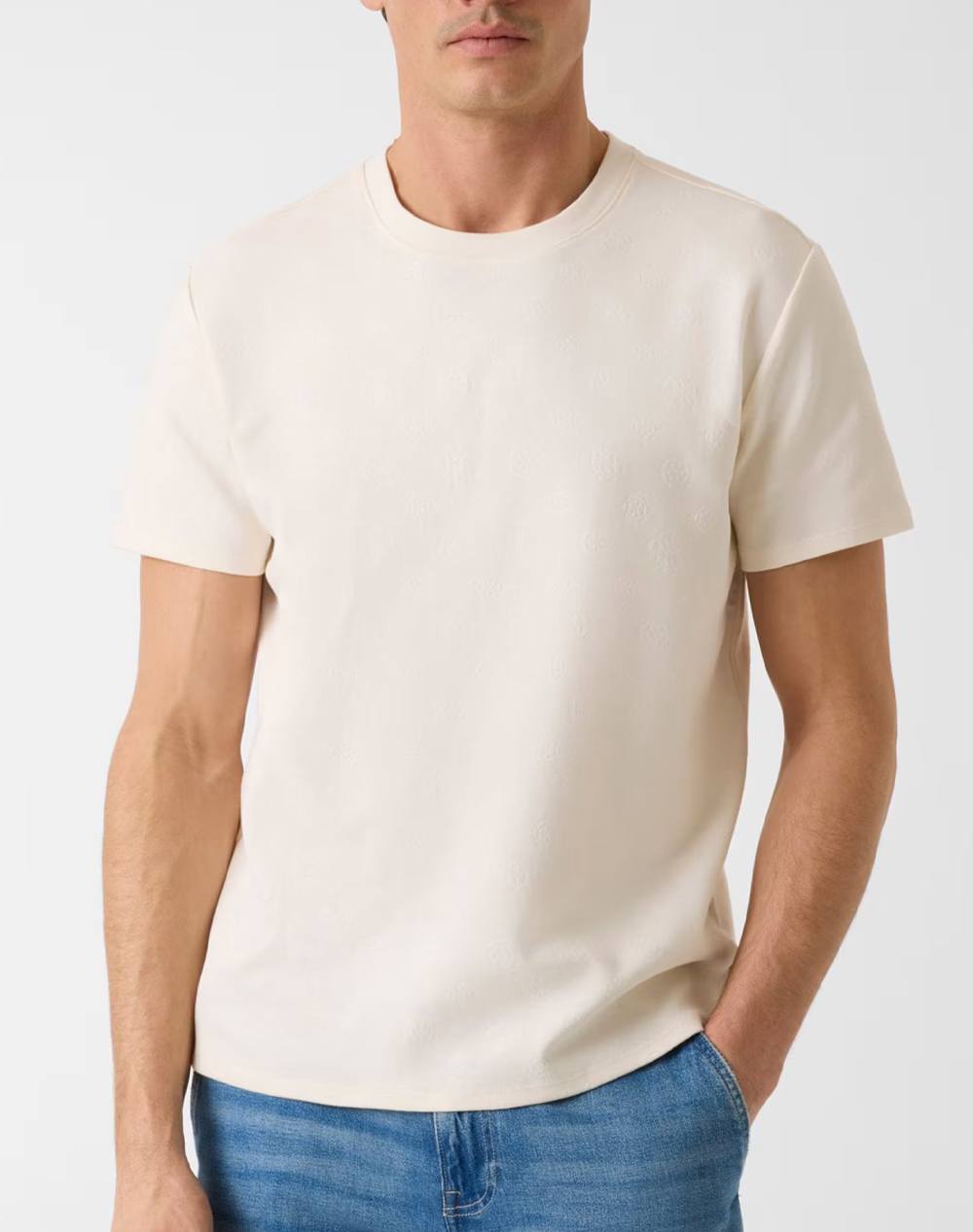 GUESS NICO EMBOSSED KNIT SS CREW MENS T-SHIRT