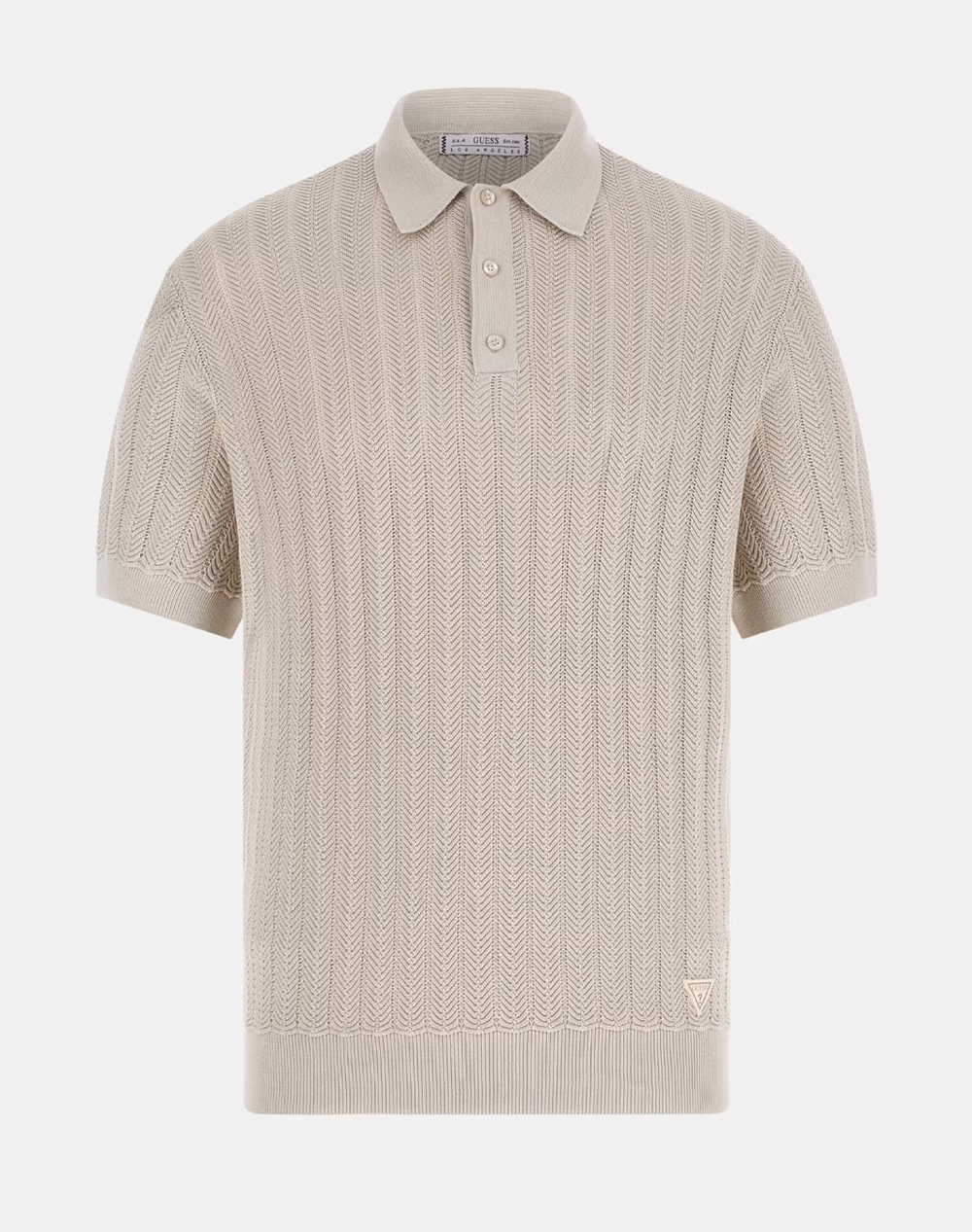 GUESS LONNY POLO SS HARRINGBONE STITMENS BLOUSE