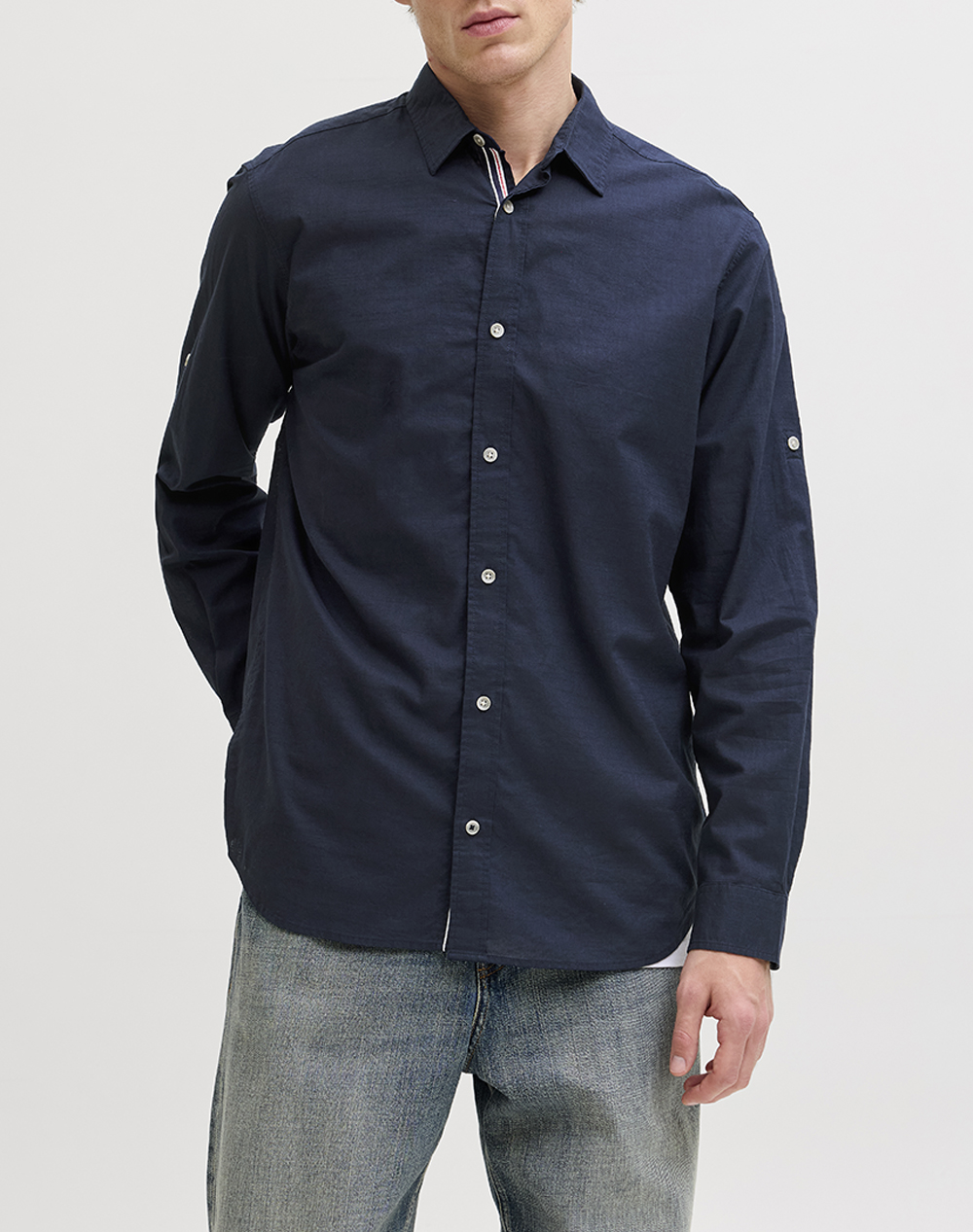 JACK&JONES JJHENRY SLUB DETAIL SHIRT LS