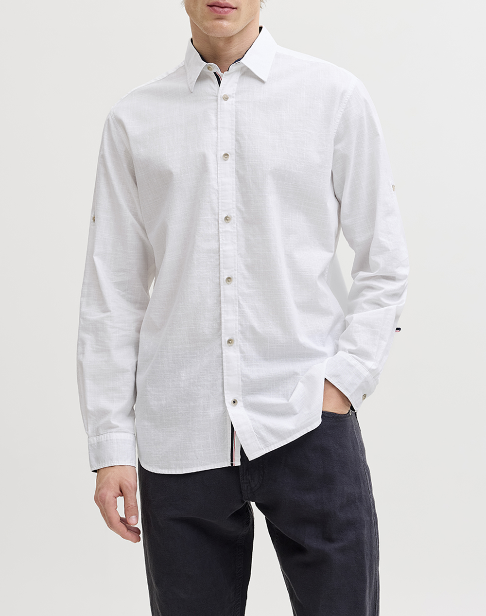 JACK&JONES JJHENRY SLUB DETAIL SHIRT LS