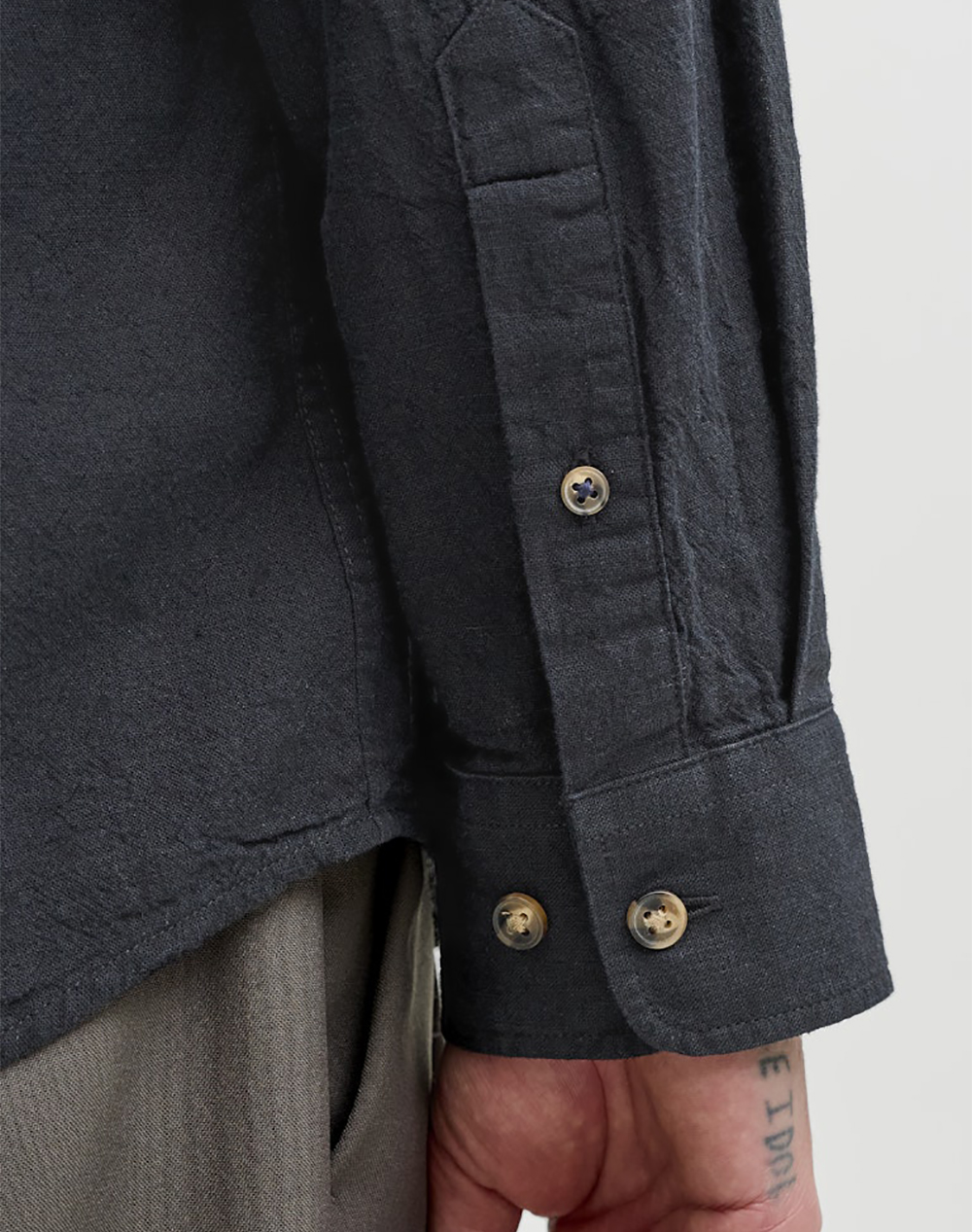 JACK&JONES JJESUMMER LINEN BLEND BAND SHIRT L/S SN