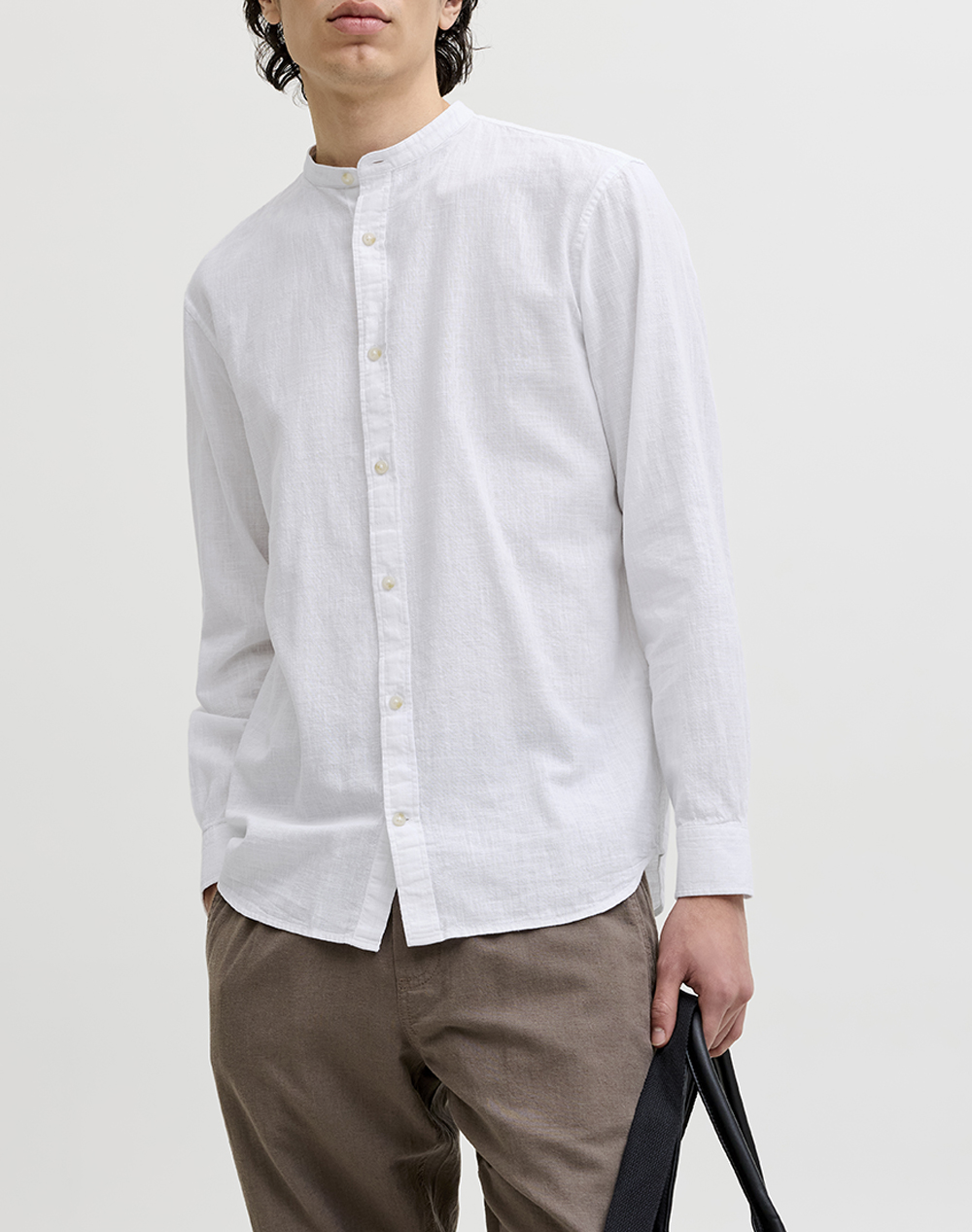 JACK&JONES JJESUMMER LINEN BLEND BAND SHIRT L/S SN