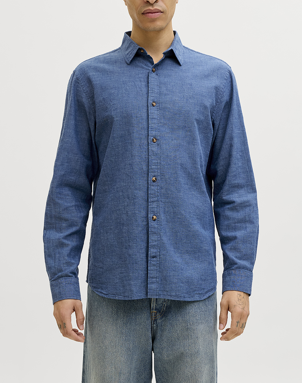 JACK&JONES JJESUMMER LINEN BLEND SHIRT L/S SN