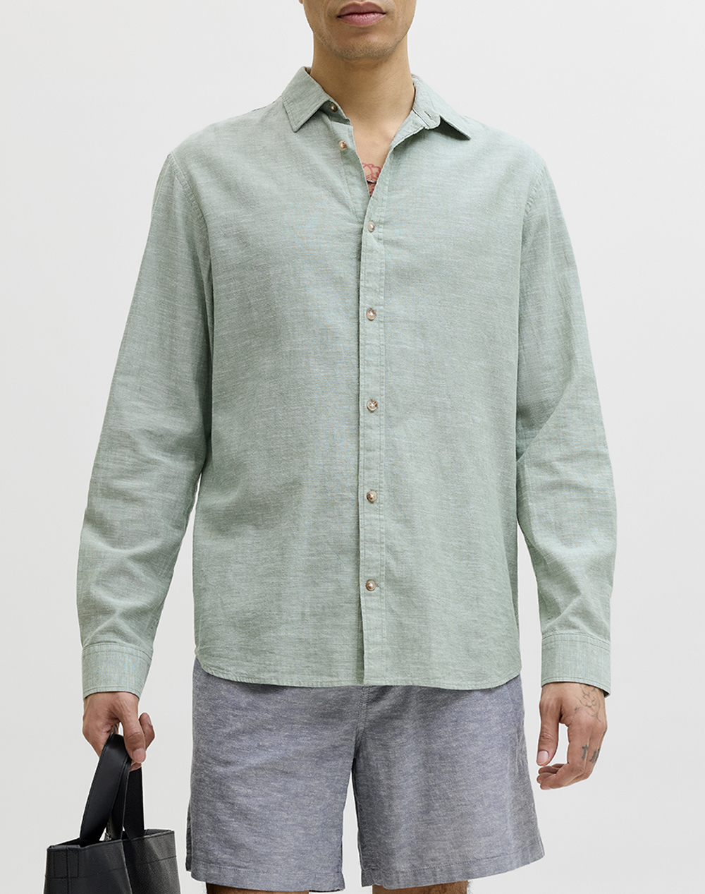 JACK&JONES JJESUMMER LINEN BLEND SHIRT L/S SN