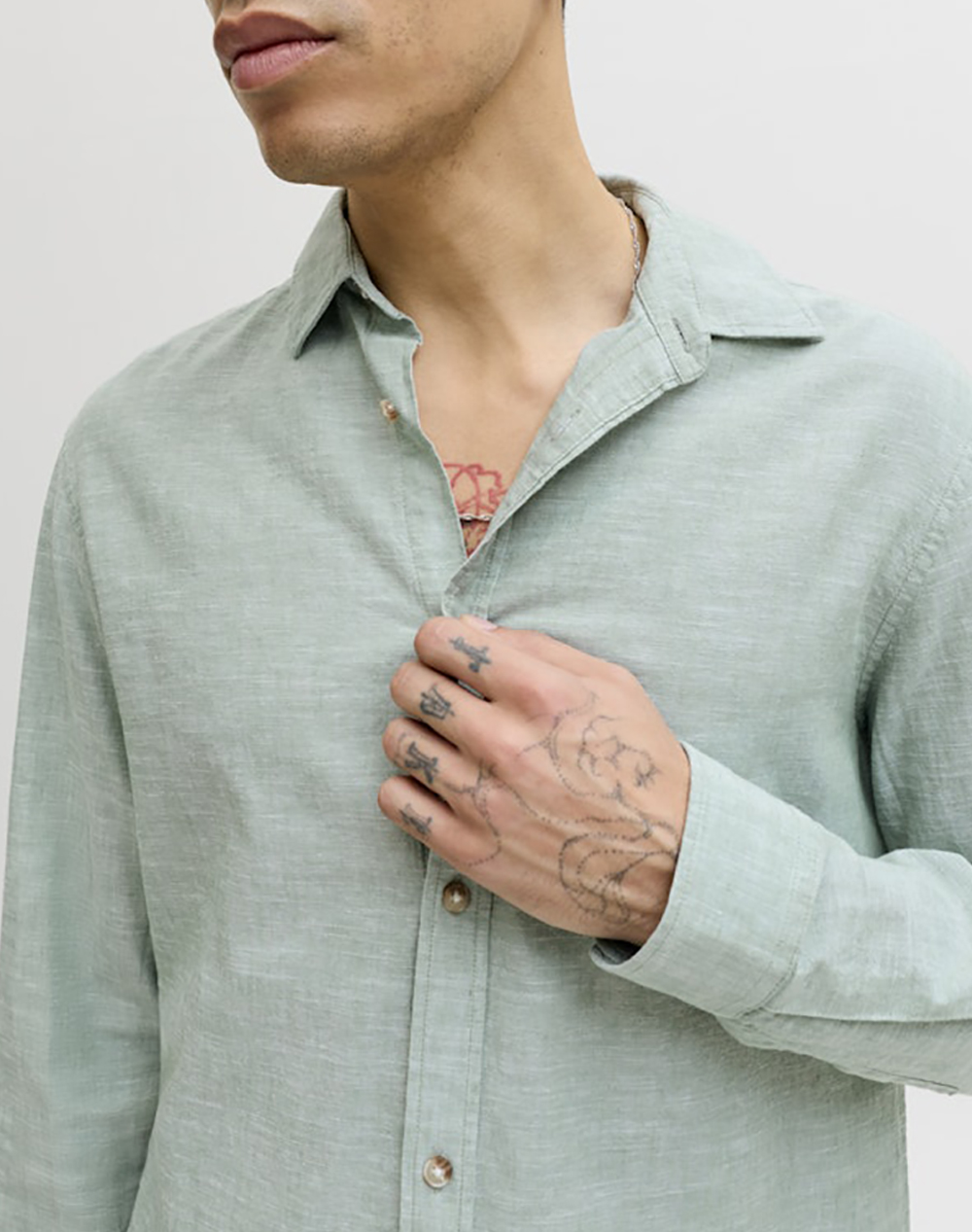 JACK&JONES JJESUMMER LINEN BLEND SHIRT L/S SN