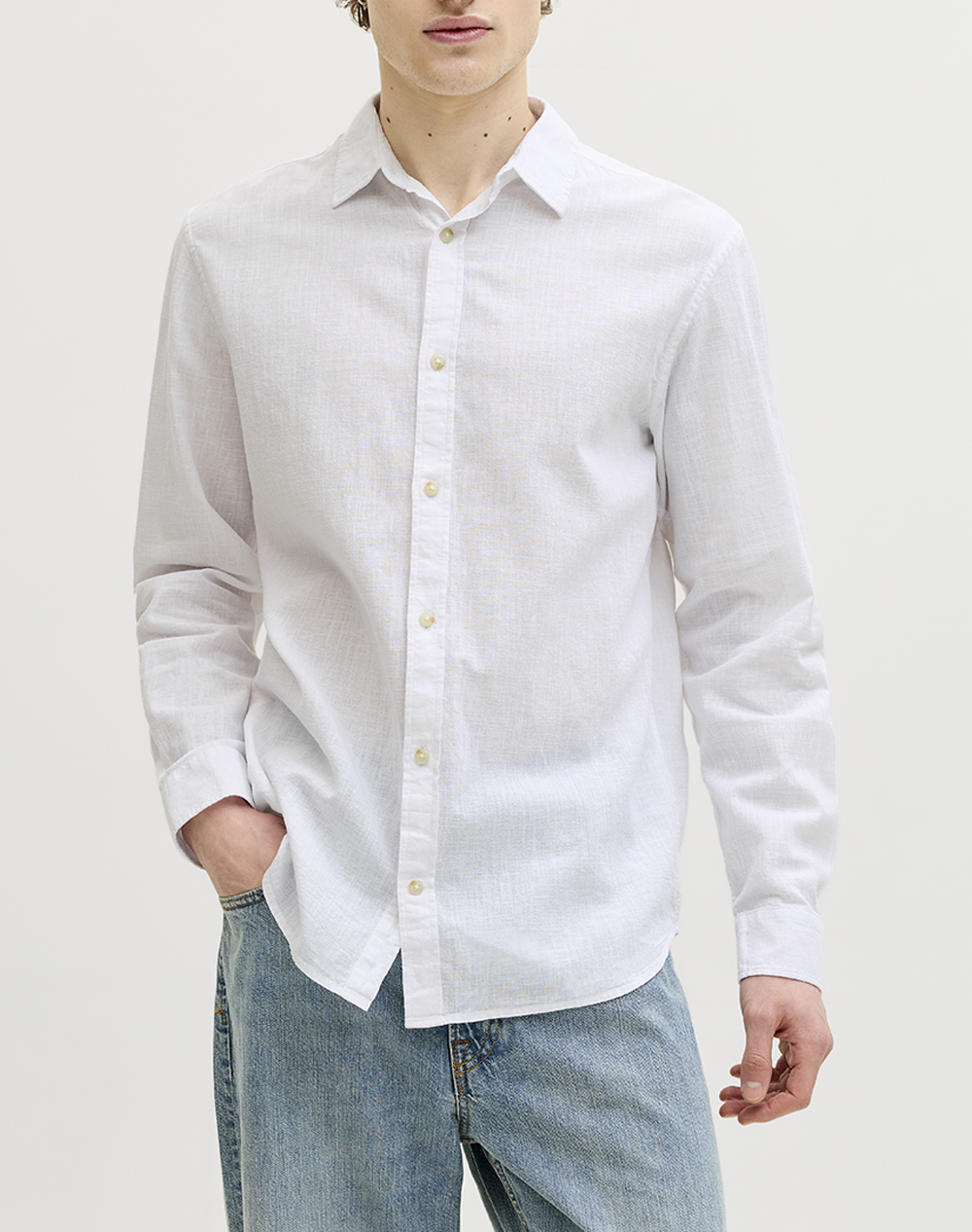 JACK&JONES JJESUMMER LINEN BLEND SHIRT L/S SN