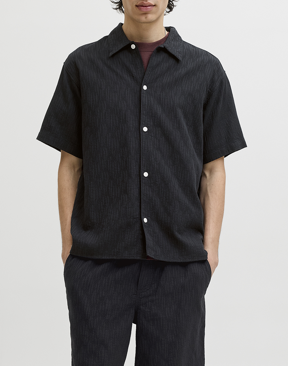 JACK&JONES JORMONTAUK WAVY TEXTURE SHIRT SS SN