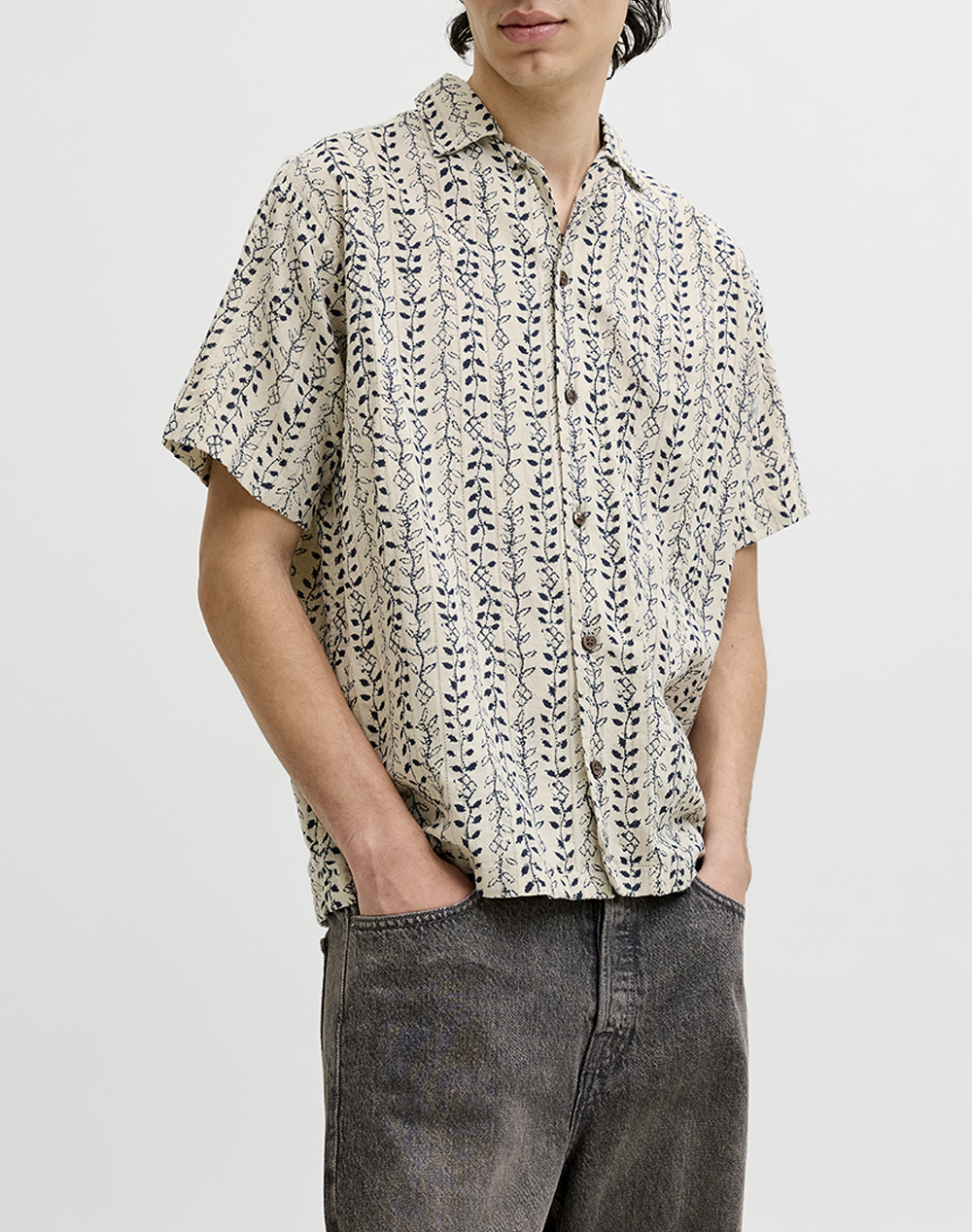 JACK&JONES JPRBLULYON PRINT DOBBY S/S SHIRT SN
