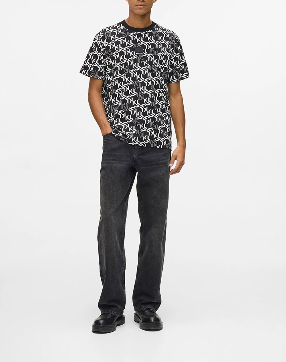 KARL LAGERFELD JEANS KLJ REG SS MONOGRAM AOP TEE