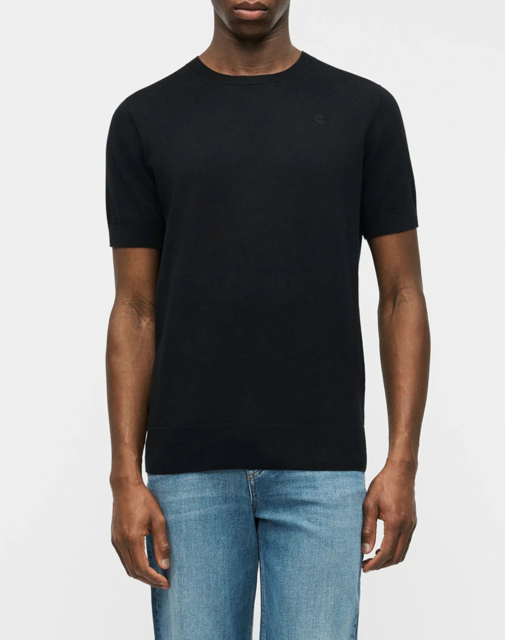 Karl lagerfeld knit crewneck 1/2 male t-shirt черно