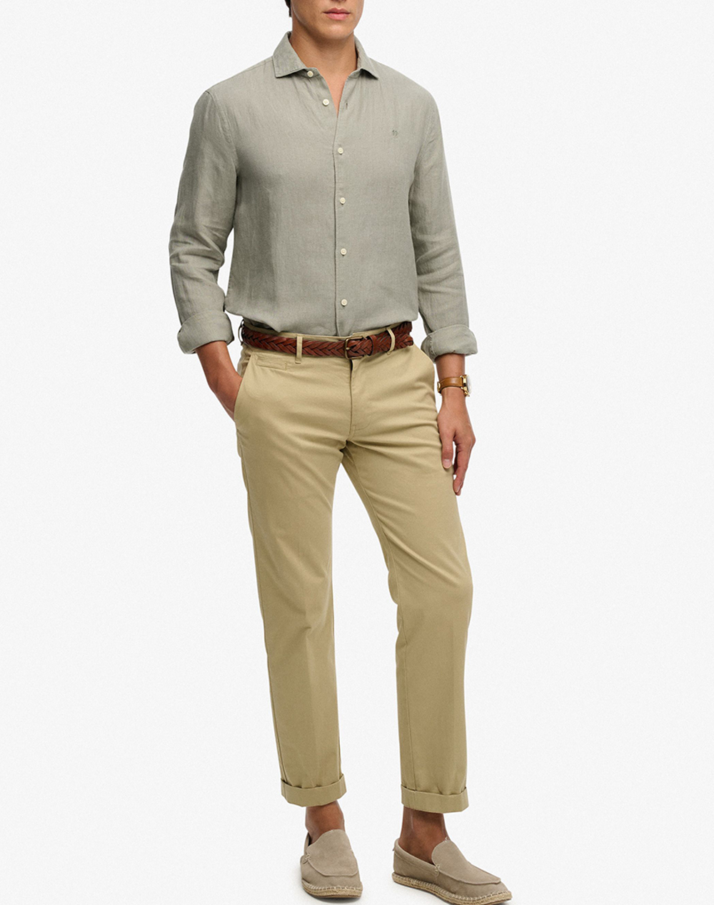 SUPERDRY  D2 STUD RIVIERA L/S LINEN SHIRT MENS SHIRT