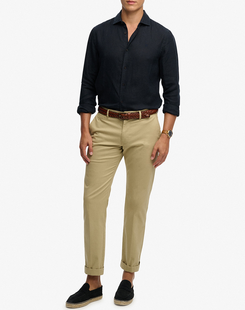 SUPERDRY D2 STUD RIVIERA L/S LINEN SHIRT MENS SHIRT