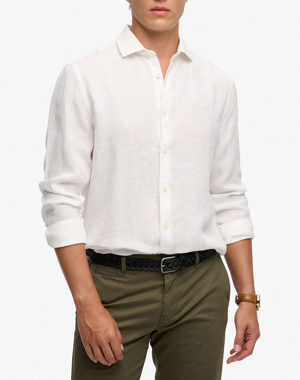 SUPERDRY  D2 STUD RIVIERA L/S LINEN SHIRT MENS SHIRT