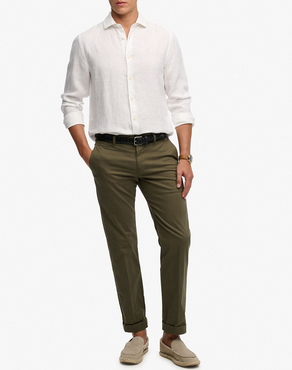 SUPERDRY  D2 STUD RIVIERA L/S LINEN SHIRT MENS SHIRT