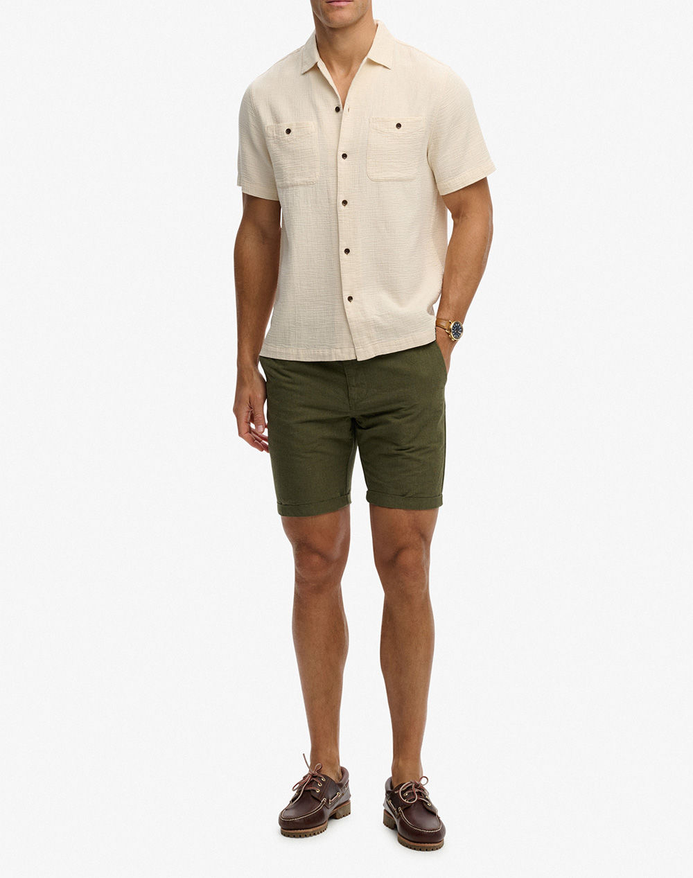 SUPERDRY  D2 STUD MERCHANT TEXTURED S/S SHIRT MENS SHIRT