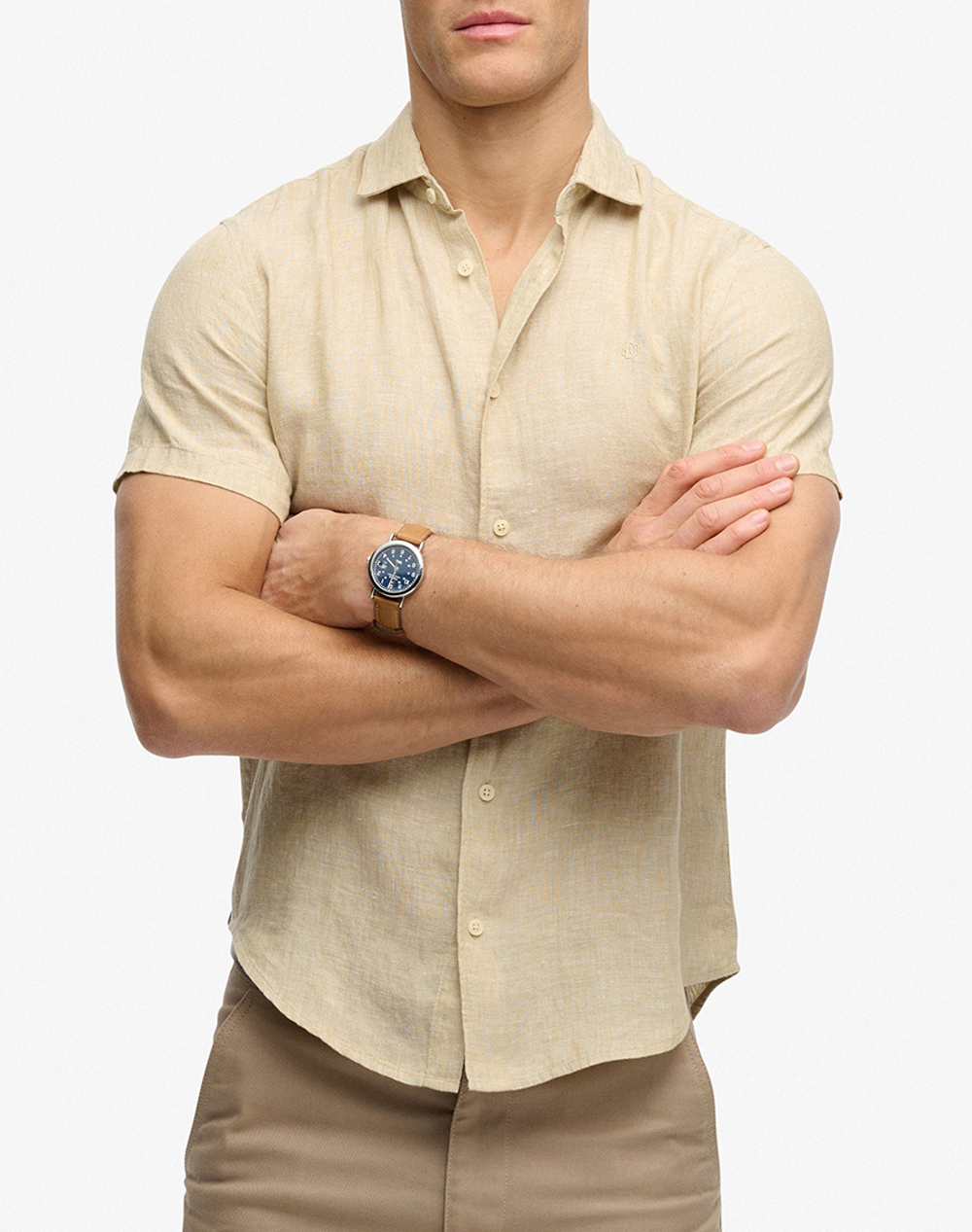 SUPERDRY D3 STUD RIVIERA S/S LINEN SHIRT MENS SHIRT