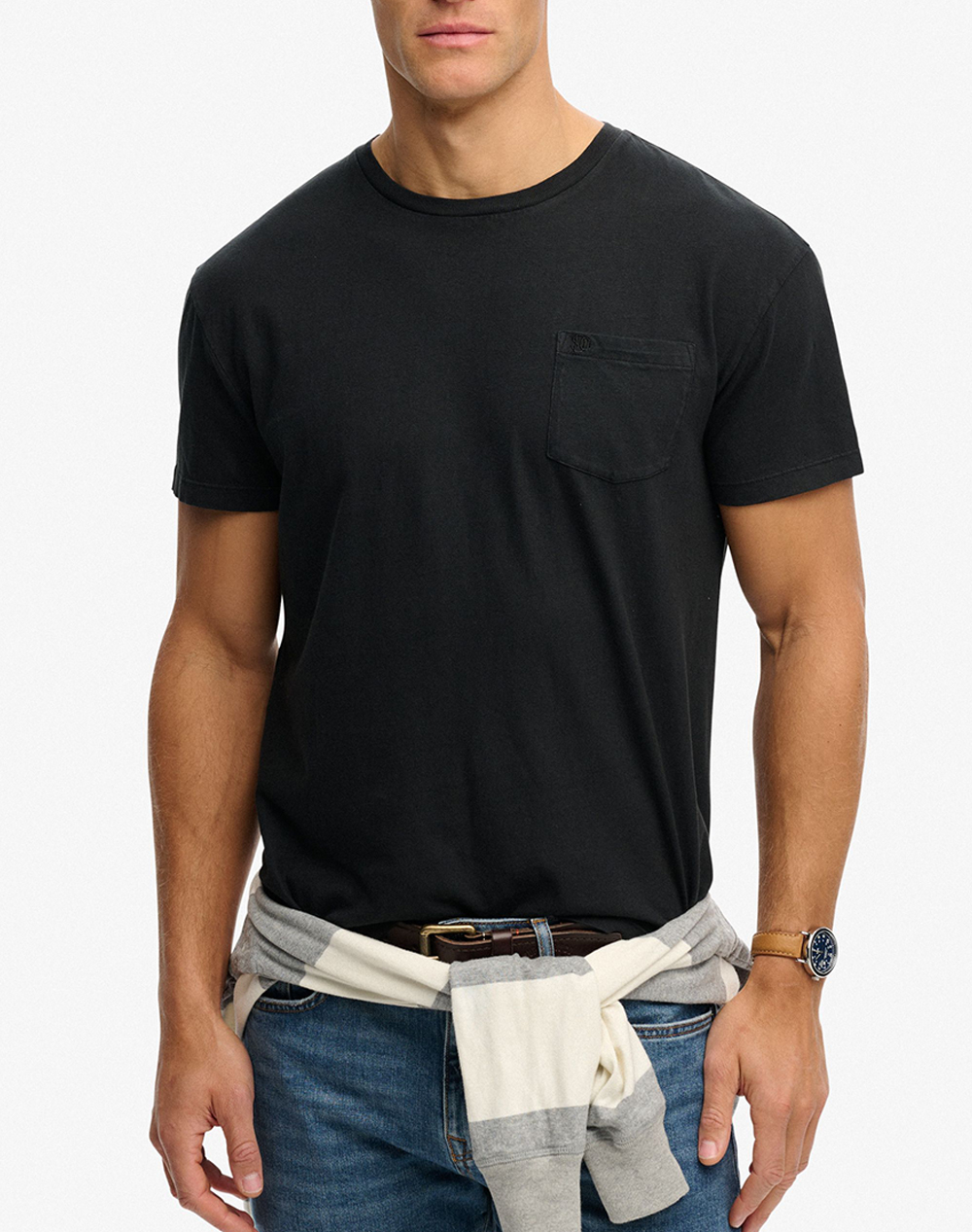 SUPERDRY D1 COTTON CLASSIC LINEN PKT TEE MENS BLOUSE