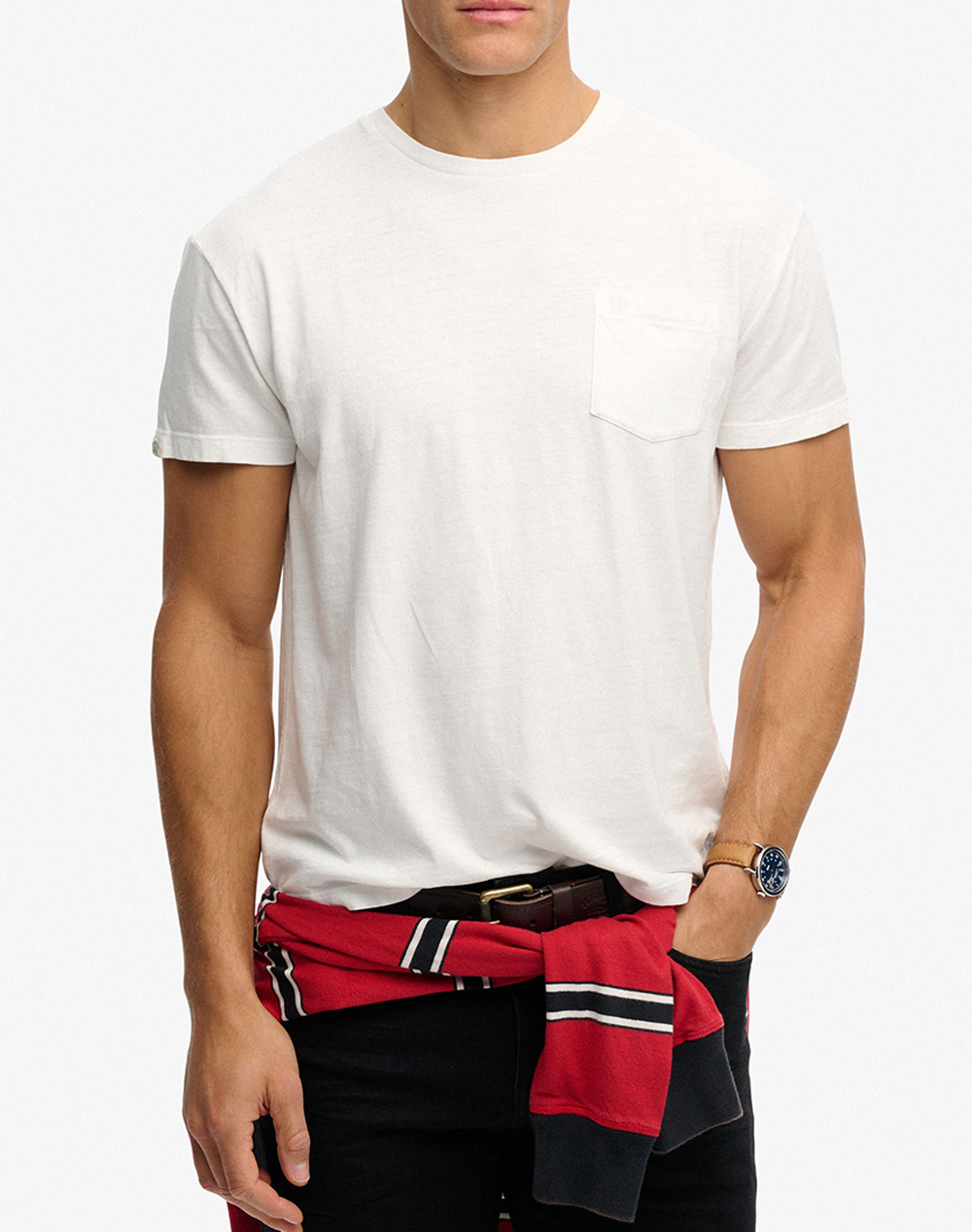 SUPERDRY D1 COTTON CLASSIC LINEN PKT TEE MENS BLOUSE