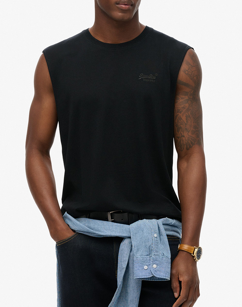 SUPERDRY D4 OVIN ESSENTIAL LOGO TANK UB MENS BLOUSE