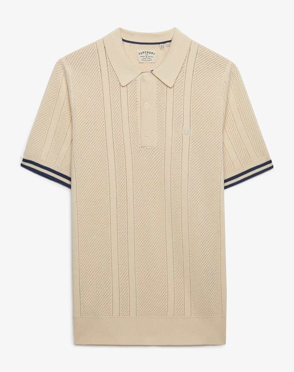 SUPERDRY D2 STUD KNITTED TEXTURE S/S POLO MENS BLOUSE