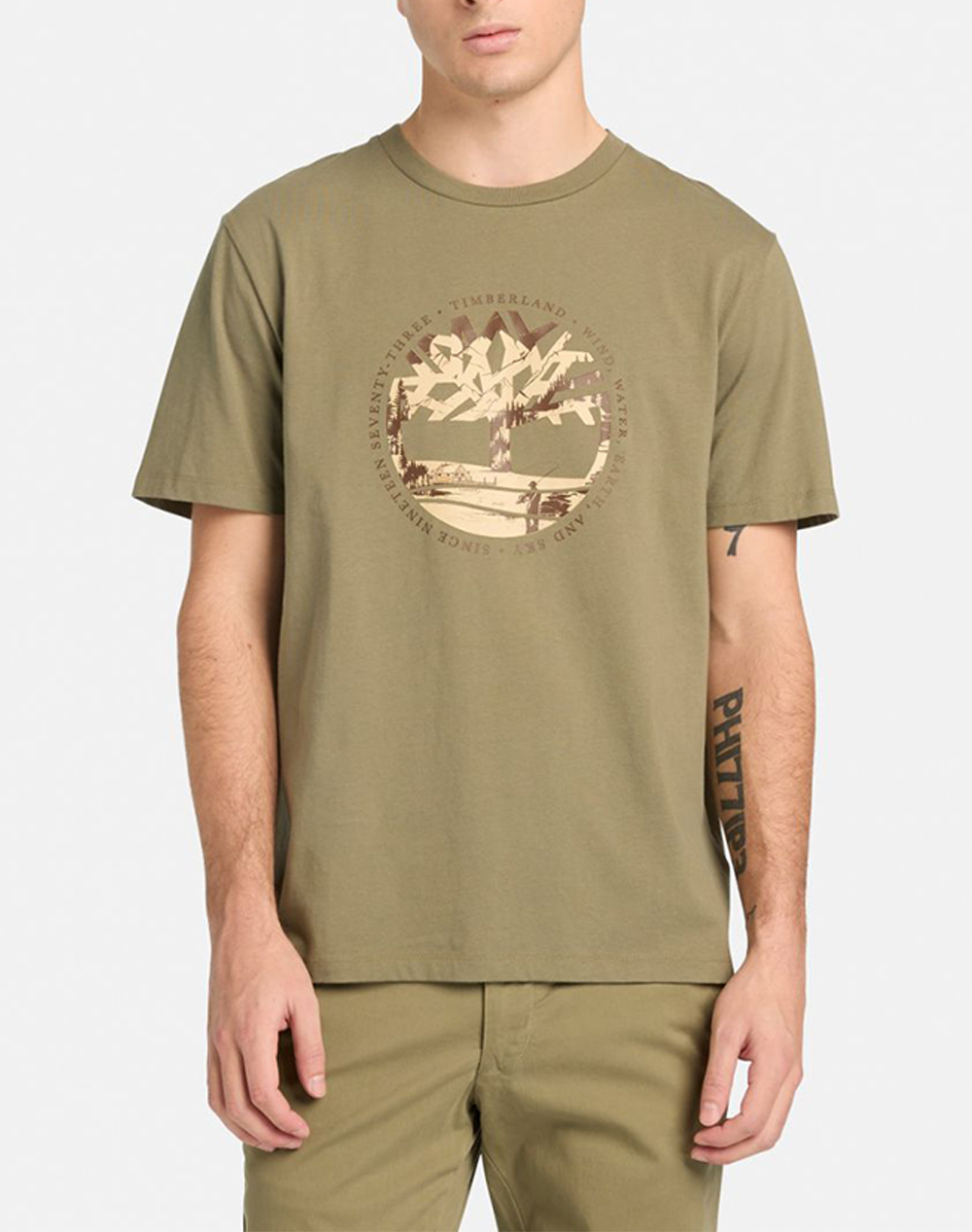 TIMBERLAND Tree Logo Lake House Graphic Tee