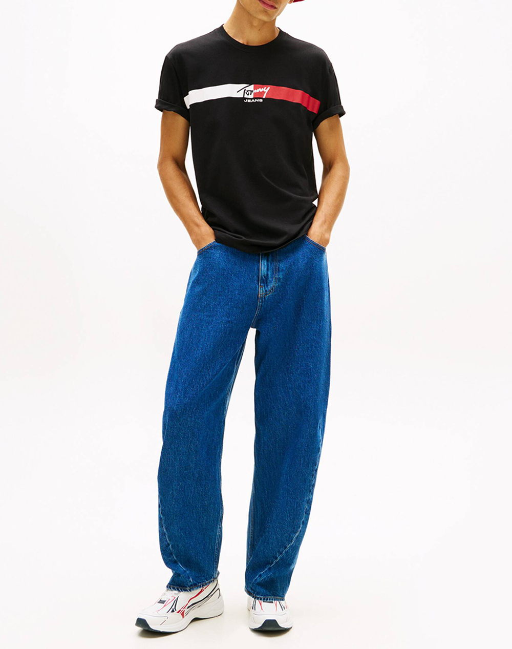 TOMMY JEANS TJM REG SIGNATURE STRIPE T EXT