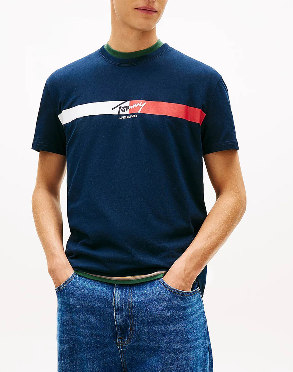 TOMMY JEANS TJM REG SIGNATURE STRIPE T EXT
